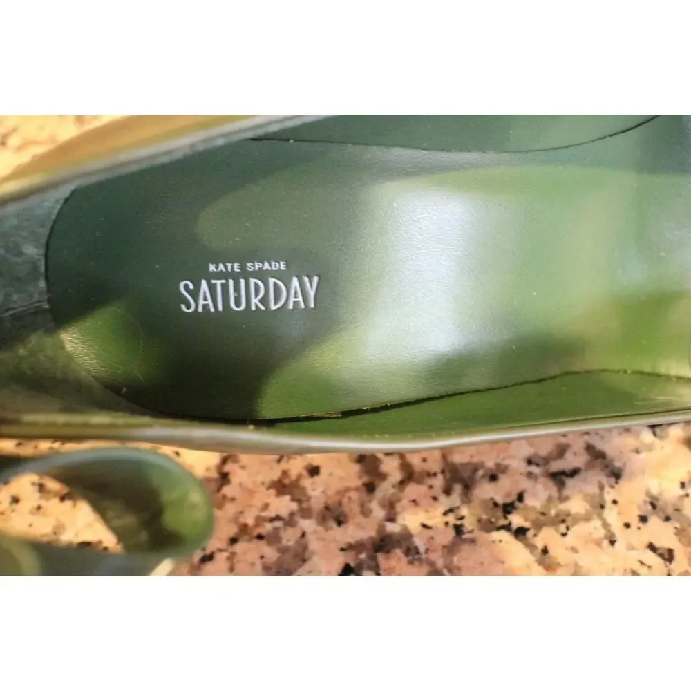 nwob Kate Spade SATURDAY Python Leather green Kitten Heels w SIZE 10 (taco900